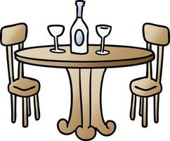 gradient cartoon doodle dinner table and drinks vector