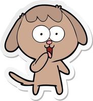 sticker of a cute cartoon dog vector