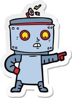 sticker of a cartoon robot pointing vector