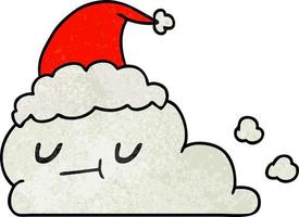 christmas textured cartoon of kawaii cloud vector