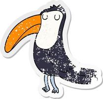 distressed sticker of a cartoon toucan vector