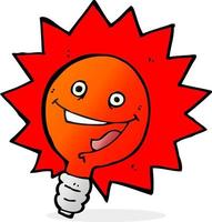 happy flashing red light bulb cartoon vector