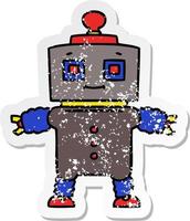 distressed sticker of a quirky hand drawn cartoon robot