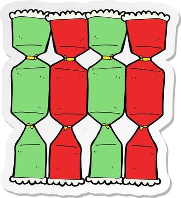 sticker of a cartoon christmas cracker
