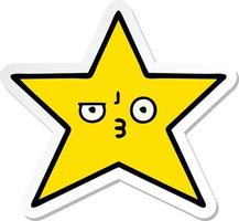 sticker of a cute cartoon gold star vector