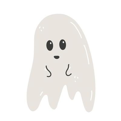 Cute spooky ghost isolated on white background. Funny scary character.  Vector hand-drawn illustration in cartoon flat style. Perfect for cards,  invitations, Halloween designs, decorations. 8381715 Vector Art at Vecteezy