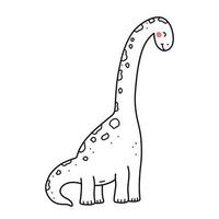 Cute smiling dinosaur isolated on white background. Vector hand-drawn illustration in doodle style. Perfect for cards, logo, decorations. Cartoon character.