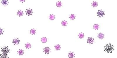 Light Purple vector doodle pattern with flowers.