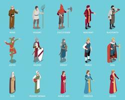 Medieval Isometric Icons Set vector