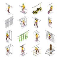 People In Rope Park Isometric Set vector