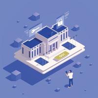 Digital Government Isometric Concept vector