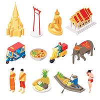 Thailand Isometric Icon Set vector