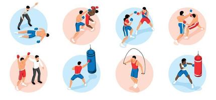 Isometric Boxing Round Compositions vector