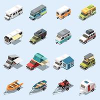 Camping Isometric Icons Set vector