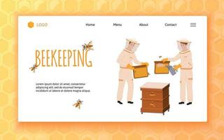 Beekeeping Flat Landing Page vector