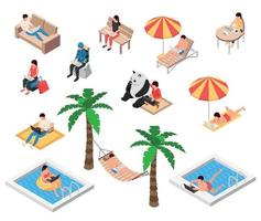 Digital Nomads Isometric Icons vector