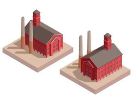 viejos edificios industriales isométricos vector