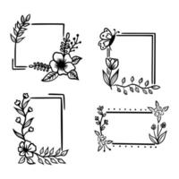 4 set of floral hand drawn vector illustration