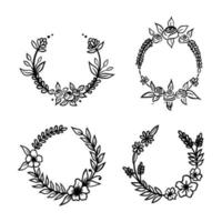 4 set of floral hand drawn vector illustration