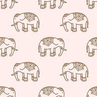 Boho elephants hand drawn seamless pattern. Tribal vector background. Ethnic indian illustration. Cute print for textile, apparel, fabric, nursery room