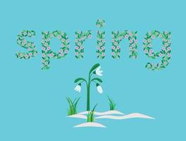 Word spring, consists of the elements. Uppercase letters. vector