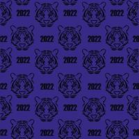 Tiger. Symbol of the New Year 2022 on the Chinese calendar. Tiger icons with year. Pattern for the packaging background with the image of a tiger. vector