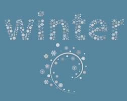Word winter, consists of the elements. Little letters. vector