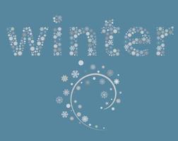 Word winter, consists of the elements. Little letters. vector