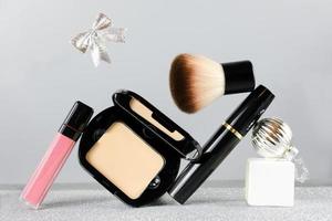 set of professional decorative cosmetics.christmas gift photo