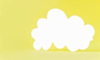 white cloud on a yellow background. paper cut art. mock up for a project photo