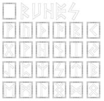 Runes. Alphabet in the form of symbols with ornaments in the Celtic style. Vector. vector