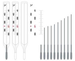 Thermometer constructor for measuring body temperature. Celsius measurement scale. Mercury thermometer. Executed as a blank to illustrate the increase or decrease in body temperature. vector