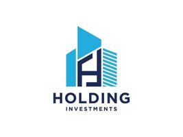 Logo design of H in vector for construction, home, real estate, building, property. Minimal awesome trendy professional logo design template on black background.