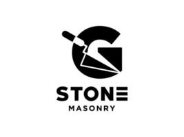 Letter G Masonry brick wall construction logo template vector