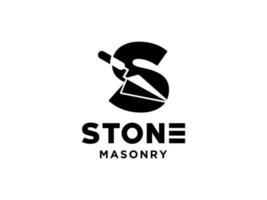 Letter S Masonry brick wall construction logo template vector