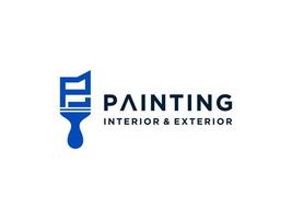 Painting logo template with initial P concept Premium Vector Free Vector