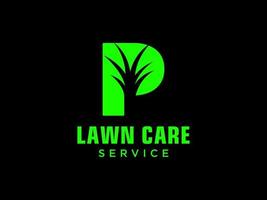 Letter P landscape logo for lawn or gardening business, organization or website vector