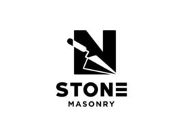 Letter N Masonry brick wall construction logo template vector