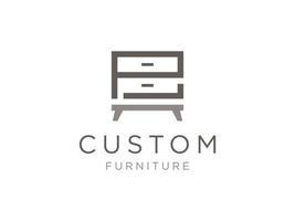 letra p con inspiración para el diseño del logotipo del concepto de muebles de madera vector