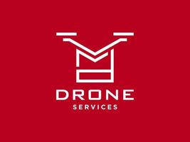 icono de vector de plantilla de logotipo de drone con letra d. vector de drones de fotografía. icono de vector de helicóptero cuádruple