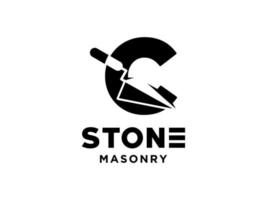 Letter C Masonry brick wall construction logo template vector