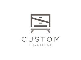 Letter R with wooden furniture concept logo design inspiration vector