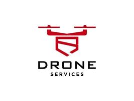 Letter R drone logo template vector icon. photography drone vector. quad copter vector icon