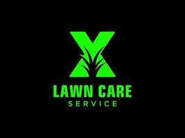 Letter X landscape logo for lawn or gardening business, organization or website vector