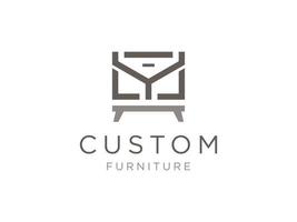 Letter Y with wooden furniture concept logo design inspiration vector