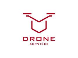 icono de vector de plantilla de logotipo de letra v drone. vector de drones de fotografía. icono de vector de helicóptero cuádruple