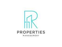 Logo design of R in vector for construction, home, real estate, building, property. Minimal awesome trendy professional logo design template on black background.
