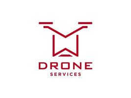 letra w icono de vector de plantilla de logotipo de drone. vector de drones de fotografía. icono de vector de helicóptero cuádruple