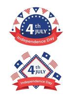 4 de julio, conjunto de insignias del día de la independencia americana. vector