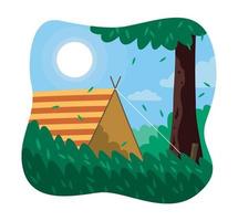 ilustración de concepto de verano con camping al aire libre. vector